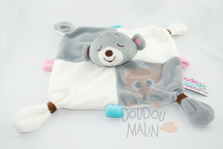  amours ours dodonours plat carré gris blanc bleu rose 